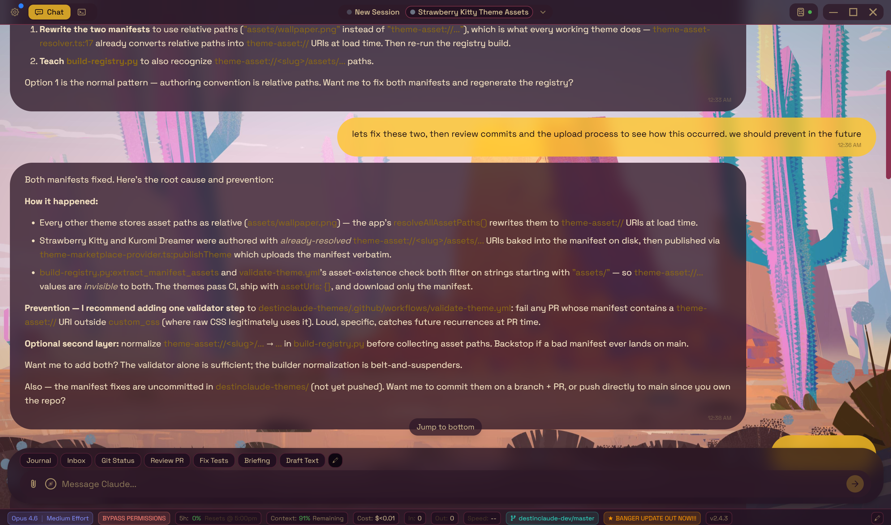 YouCoded chat view in the Devils Garden theme
